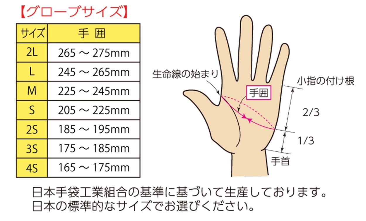 レーシンググローブサイズ表