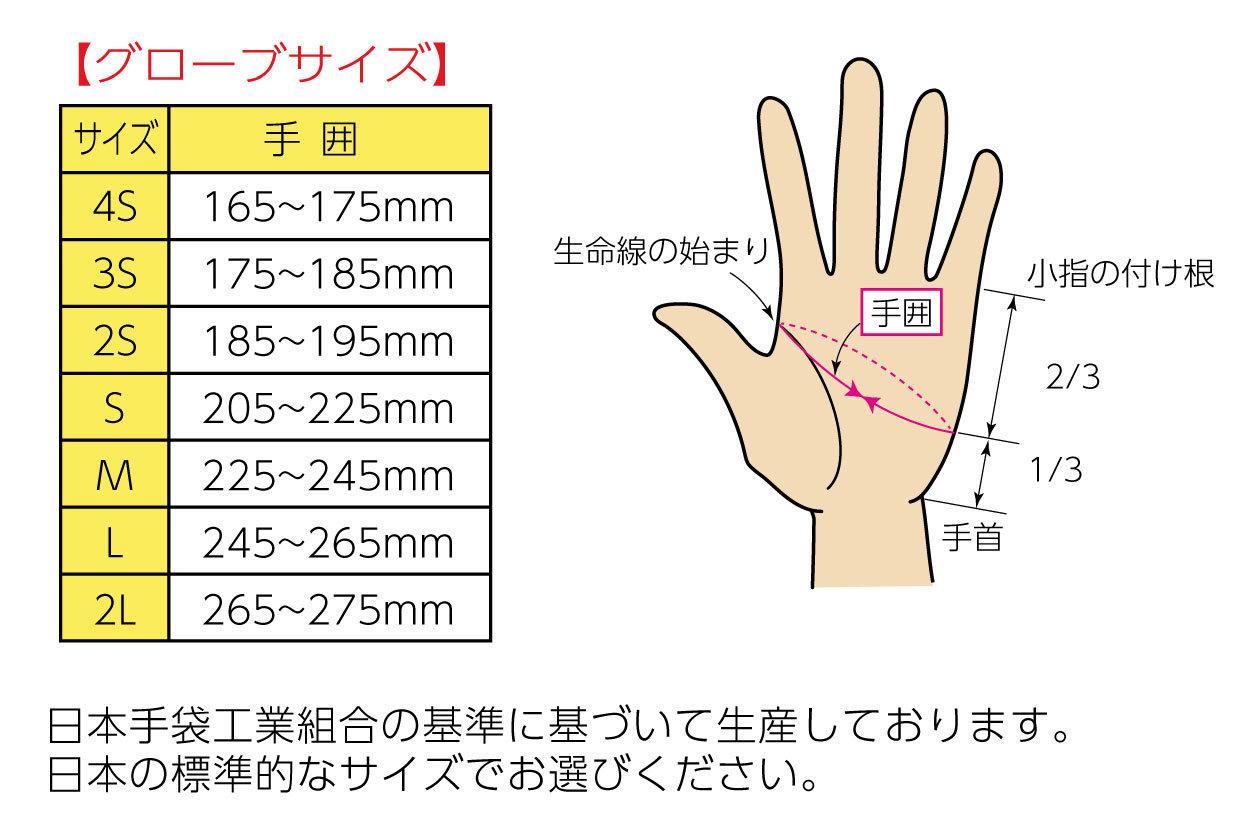 レーシンググローブサイズ表