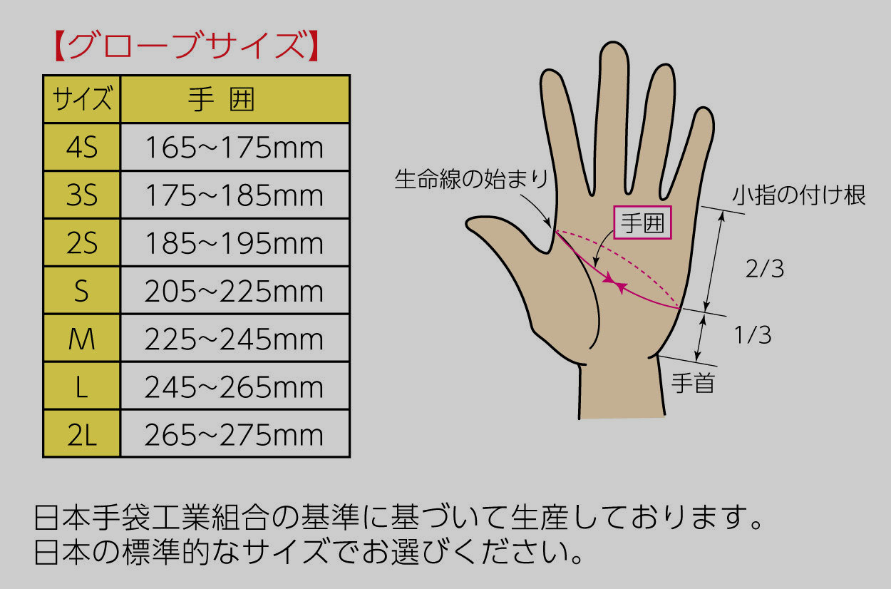 レーシンググローブサイズ表